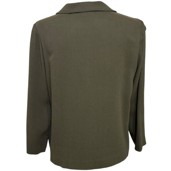 Eileen Fisher Olive Green Button-Down Blazer Jacket - Oversized - Size Small - Picture 2 of 6